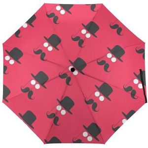 Snor En Bowler Hoed Over Paraplu Winddicht Sterke Reizen 3 Vouw Paraplu's Voor Mannen Vrouwen Handleiding