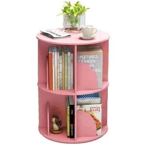 Boekenkast Boekenrek 360° Draaibare Boekenplank Houten Boekenkast Boekenplanken Opbergplank Vloerstaande Boekenplank Voor Slaapkamer Woonkamer Boekenplank Boekenkasten (Color : Rosa, Size : 2 Tier)