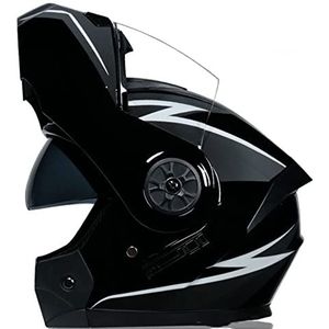 Full Face Front Flip Up Motorhelm, Heren en Dames Herfst en Winter Geïntegreerde Modulaire Helm Motorhelm DOT Goedgekeurde Volwassen Straat Scooter Bromfiets met Vizier Helm Decoration