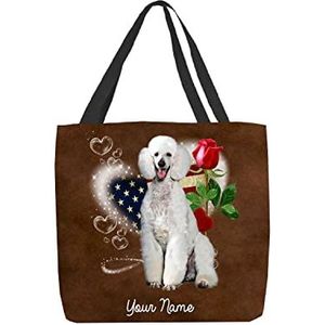 177 Boodschappentas Gepersonaliseerde Witte Poedel Hond Hobo Zakken Opvouwbare Dames Handtas Gepersonaliseerde Dagelijkse Tas Voor Vrouwen, School, Yoga, 15X50X40cm, Draagtas 728, 15x50x40cm