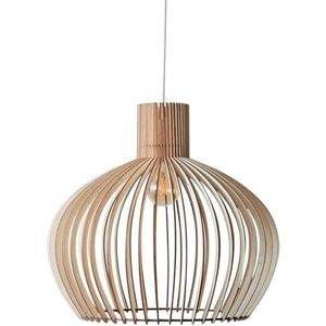 Nordestic Hanglamp van hout ""Baidur"", Scandinavische hanglamp woonkamer, plafondlamp boho-stijl, verstelbare hanglamp E27-fitting, pendellamp (hoogte x diameter 60 cm x 64 cm)