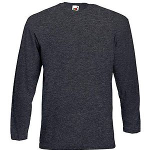Fruit of the Loom Valueweight T-shirt met lange mouwen, Dark Heather Grey, grijs (dark heather grey), S