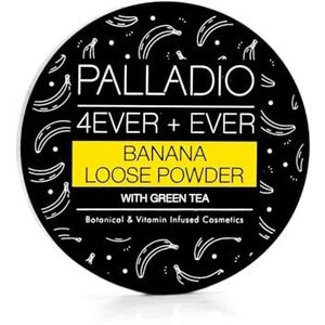 Palladio 4 Ooit+Ooit Matterende Losse Fixeerpoeier, Verheldert Donkere Kringen, Licht op en Creëert een Uitstraling van Luminositeit, Zachte, Stralende Afwerking voor de hele dag dragen, Banana Powder
