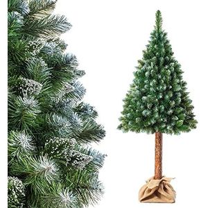 KADAX Kunstkerstboom op een stam 180 cm, dennenboom Ø ca. 80 cm met besneeuwde punten, 25 takken en 9 boomkroontjes, kerstboom van pvc met standaard (diamantdromen 180 cm)