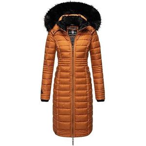 Navahoo Winterjas voor dames, gewatteerde jas, winterjas, lang, gewatteerd, warm, teddybont B670, bruin (cinnamon), M