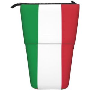 Evengigy Italiaanse vlag print schattig etui met rits verstelbare standaard potlood houder grappige make-up tas, Zwart, Eén maat, Tas Organizer