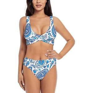 Zelinge Bikinitop met wikkelvoorkant en hoog getailleerd broekje voor dames, 2-delig badpak met twist-front, S-XXL