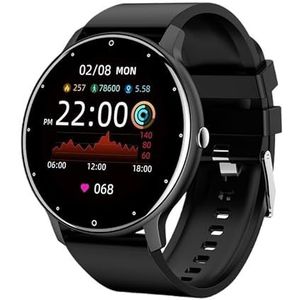 BUPEI Smart Horloge Dames Volledig Touchscreen Sport En Fitness Horloge IP67 Waterdicht Bluetooth Geschikt Voor Android IOS Smart Horloge (Kleur: Siliconen Zwart)