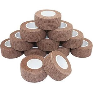 COMOmed Cohesive Bandages Vet Wrap Elastic Bandage Brown 2.5cm x 4.5m 12 Rolls Ankle Non-Woven FDA Certified…