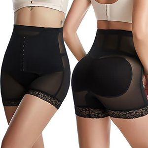 Buik onderbroek dames taille shaper shapewear kanten slipje hoge taille figuurvormende billen push up onderbroek taille trainer buik weg onderbroek -zwart -M