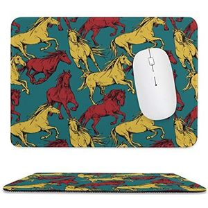 Rode en gele paarden muismat antislip muismat rubberen basis muismat voor kantoor laptop thuis 7,9 x 9,4 inch