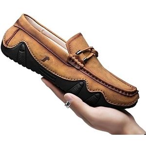 AQQWWER Herenkledingschoenen Men Casual Shoes Mens Loafers Moccasins Breathable Slip on Driving Shoes (Color : Camel, Size : 6.5)