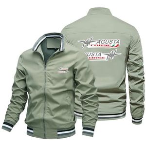 Heren Casual Jack Voor MV Agusta Warme Bomberjacks Varsity Coat Lichtgewicht Lange Mouwen Sweatshirts Stijlvolle Windjack Met Zakken Volledige Rits Jassen Tops,Green-XL