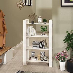CBLDF Boekenkast/kamerverdeler, wit, 80x35x125 cm, massief houten grenen meubels
