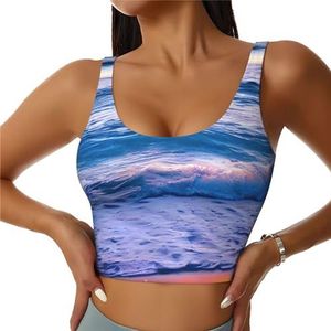 Strand Zonsondergang Oceaan Golven Print Casual Wear Vrouwen Sport Vest Yoga Vest Workout Vest Voor Vrouwen Lichtgewicht Trendy, Zwart, S