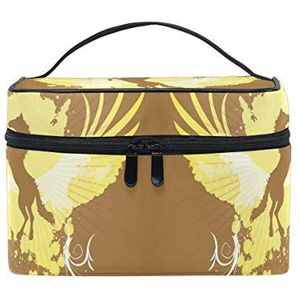 Golden Horse Cosmetic Bag Organizer Rits Make-up Tassen Pouch Toilettas voor Meisje Vrouwen