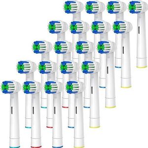 genkent Vervangende tandenborstelkoppen compatibel met Oral B Braun, 20 stuks professionele elektrische opzetborstels voor orale B vervangende koppen navulling Pro 500/1000/1500/3000/3757/5000/7000