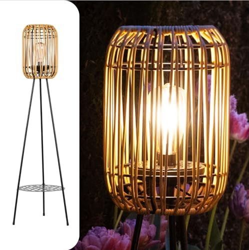 Gadgy Solar Rattan Buitenlamp - Waterdichte LED Staande Tuinlamp met Statief, Solar lamp voor Balkon, Terras en Tuindecoratie - Duurzame Verlichting op Zonne-energie