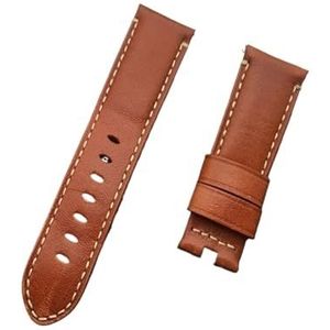 CBLDF Topkwaliteit 24 Mm Bruin Grijze Vintage Retro Italië Lederen Horlogeband Compatibel Met Panerai Band Horlogeband Vlinder Gesp Riem (Color : Light brown, Size : With buckle)