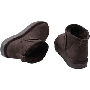 akistars Mini-laarzen voor vrouwen, klassieke mini-laarzen met bont gevoerd, warme met bont gevoerde winterlaarzen met anti-slip coating, chocolate, 36 EU