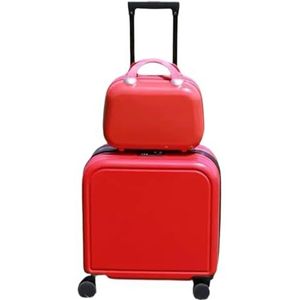 Bagage Koffer Trolley Koffer 2-delige Sets Koffers Met Draaiwielen, Kofferset Met Harde Schaal Reiskoffer Handbagage (Color : A, Size : 18in)