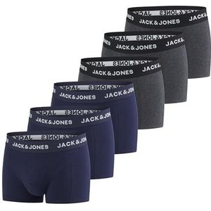 JACK & JONES Boxershorts voor heren, verpakking van 6 stuks, basic boxershorts, stretch onderbroeken, ondergoed, retroshorts, set, katoen, zwart, rood, groen, blauw, grijs, S, M, L, XL, XXL, 3XL,