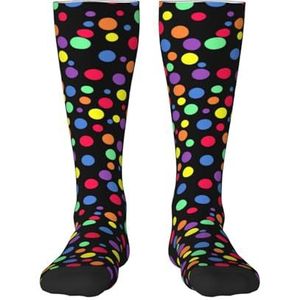 YsoLda Kousen Compressie Sokken Unisex Knie Hoge Sokken Sport Sokken 55CM Voor Reizen, Multicolor Dot, zoals afgebeeld, 22 Plus Tall