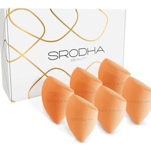 SRODHA Beauty Make-up Sponzen Set | 6-delig Pack | Vloeibare Make-Up Blender Spons Sets | Voor het mengen van Gezicht Teint Foundation Concealer Crème Producten Poeder (taps toelopend oranje)