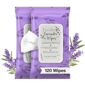 JJHOME Lavendel Face Cleansing Wipes - 120 stuks - Gentle Make-up Remover Wipes voor gezicht en nek - Bevat ook aloë vera, retinol, castorolie en vitamine E - Blijf altijd vers met lavendeldoekjes