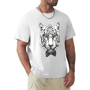 Heren T-shirt dier tijger korte mouwen T-shirt ronde hals T-shirt voor mannen, Dierlijke Tijger1, 3XL