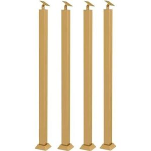 Leuningen, trappil, goudkleurig, vierkante trapbalusterpalen, 270° verstelbare smeedijzeren trapbalusters voor treden, balkon, trappen voor balkons, gangen (4 stuks, 95 cm)