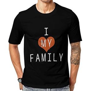 I Love My Family T-shirt voor heren, korte mouwen, grafisch T-shirt met ronde hals, print, casual T-shirt, tops, 6XL