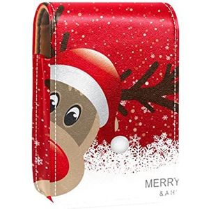 Gepersonaliseerde Lipstick Case Draagbare Make-up Tas Cosmetische Pouch Lippenstift Houder Make-up Organizer Kerst Rendier Rood, Meerkleurig, 9.5x2x7 cm/3.7x0.8x2.7 in