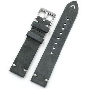 Jeniko Vintage Suède Horlogeband 18mm 20mm 22mm 24mm Handgemaakte Stiksels Horlogeband For Mannen Vrouwen Horloge Vervanging (Color : Gray, Size : 20mm)