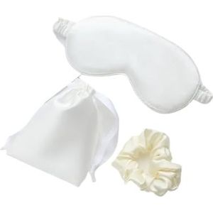 3 stuks set vrouwen geïmiteerd zijde slaap oogmasker oogpatches gezichtsmasker oogmasker oogschaduw blinddoek reizen rust oogbedekking nacht oogschaduw (wit)