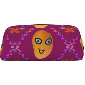 Smiley Mango Lichtgewicht Draagbare Lederen met Rits Pen Case 20.5x5.5x8cm voor Kantoor Reizen Make-up Opbergtas, Goud, Eén maat, Munt Pouch