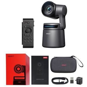 OBSBOT Tail Air Combo met USB-C naar Afstandsbediening, AI Tracking PTZ-Camera met NDI-Ondersteuning, Intelligente app, HDMI/USB-C/WiFi, Videocamera voor Streaming, Kerk, Sport, enz.