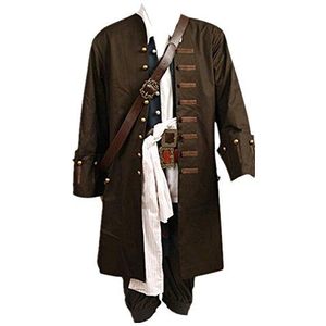 Harrypetter Piraat Kapitein Kostuum Mannen Halloween Caribbean Jack Cosplay Kostuum High Sea Buccaneer Fancy Dress Complete Set, Complete set, M