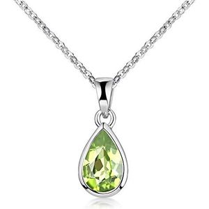 Materia Peridot hanger zilver 925 groen druppel edelsteen sieraden gerhodineerd naar keuze met ketting, edelsteen, Peridoot