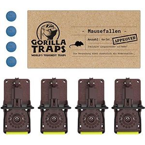 GorillaTraps NARA® Muizenvallen 4-delige set met langdurige bewaking | verpakking dient als lokstation | muizenval voor muizenbestrijding voor binnen en buiten