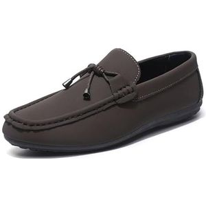 Loafers for heren, schoenen met vierkante neus, effen kleur, loafers, flexibel, antislip, feestfeest, instapper (Color : Brown, Size : 44 EU)