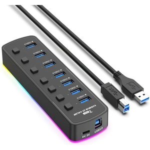 7 IN 1 RGB Desktop USB HUB USB3 0 Adapter Splitters USB3.0 Docking Station