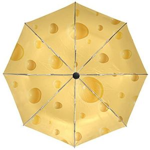 Schattige gele kaas polkadot paraplu automatisch opvouwbaar automatisch open gesloten paraplu's winddicht UV-bescherming voor mannen vrouwen kinderen