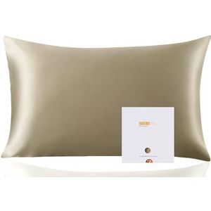 ZIMASILK Zijden Kussensloop 100% Moerbeizijde voor Haar & Huid, Dubbelzijdig 19 Momme 6A Kwaliteit, Zacht & Glad, 600 Dradendichtheid, Met Verborgen Rits, 1 Stuk，Taupe, 50 x 75 cm