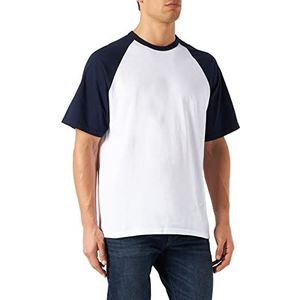Fruit of the Loom Heren Baseball Classic T-shirt met korte mouwen, Wit/Zwart, M