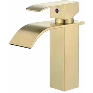 imiiHO 007 Badkamer Wastafelkranen (Geborsteld Goud), 304 Roestvrij Staal