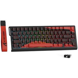 MAMBASNAKE X ATTACK SHARK X68PRO HE 65% Draadloos Gaming Toetsenbord 8KHz Rapid Trigger,BT/2.4G/Bedraad,Magnetische Schakelaar 0,01mm RT,Instelbaar Actuatiespunt,5000mAh,RGB,voor PC/Mac-Rode Contouren