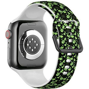 Zachte sportband compatibel met Apple Watch 38 / 40 / 41 mm (Halloween meisjes), siliconen armband, bandaccessoire voor iWatch