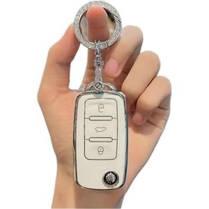 Sleutelbehuizing houder Tpu Autosleutel Case Cover Sleutelhanger Voor Polo Voor Tiguan Voor Passat B5 B6 B7 Voor Golf 4 5 6 MK6 Voor Jetta Voor Lavida Voor Octavia Sleutelbehuizing(White Set A)