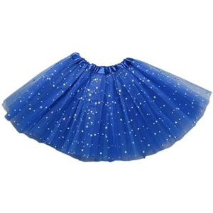 Tutu rok voor meisjes, tule rok, kinderen, meisjes, glanzende pailletten, balletrok, elastische mesh-tutu-jurk, koningsblauw, Eén maat